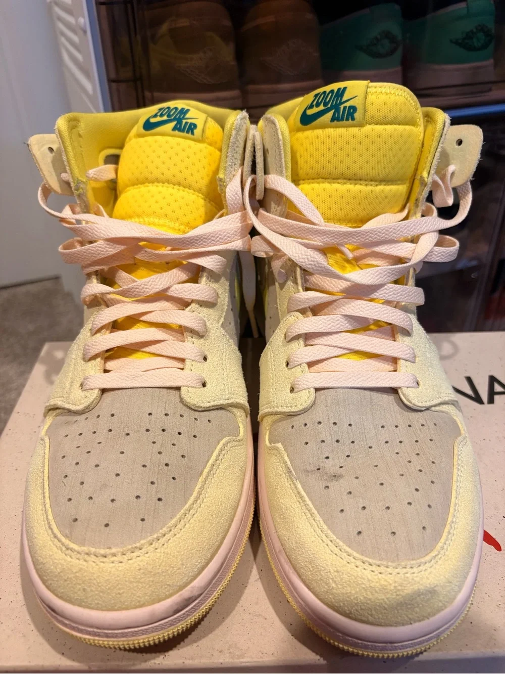 Men’s Jordan 1s Neon Yellow, White, Bone